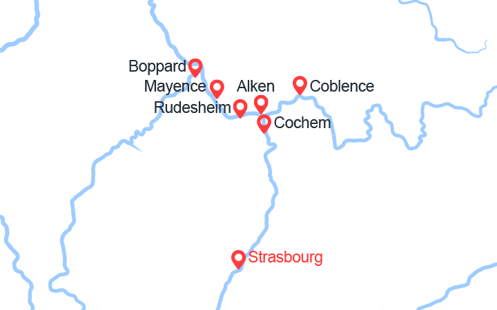 itinéraire croisière Rhin et ses affluents : 2 Fleuves : La Magie de la Moselle et La Vallée du Rhin Romantique (SCM_PP)