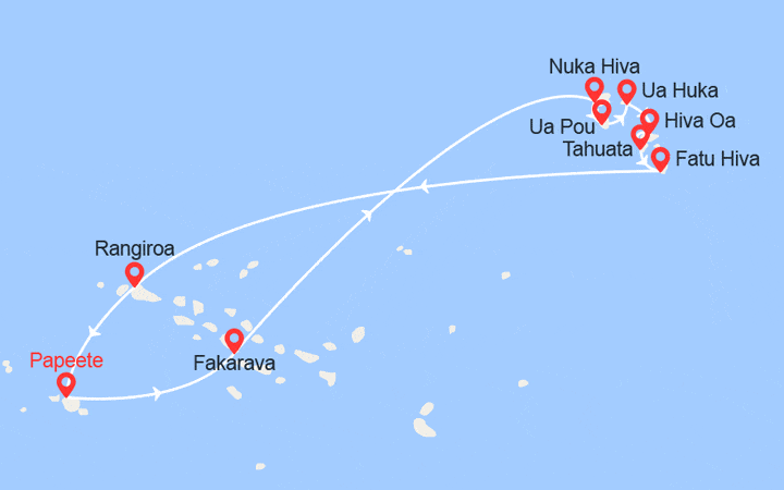itinéraire croisière Tahiti Polynésie : À la découverte des Marquises : Iles Marquises et Tuamotu 