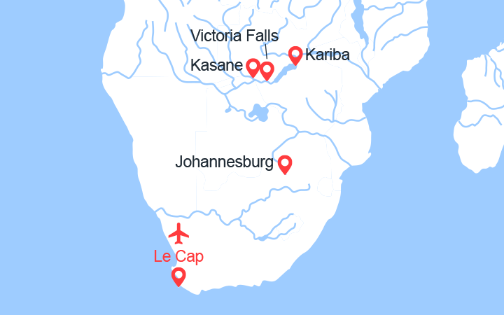 itinéraire croisière Chobe Zambèze - Chobe Zambèze : Afrique Australe : Expérience inédite aux confins du monde avec pré-programme au Cap de Bonne Espérance (14Z) 