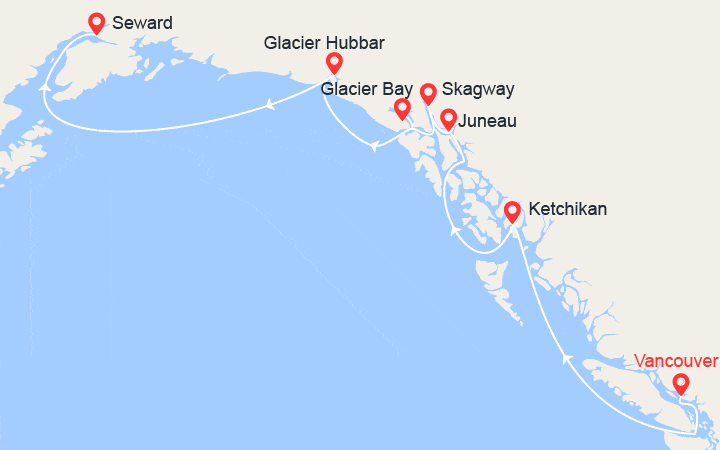 itinéraire croisière Alaska : Alaska avec Baie des Glaciers au départ de Vancouver 