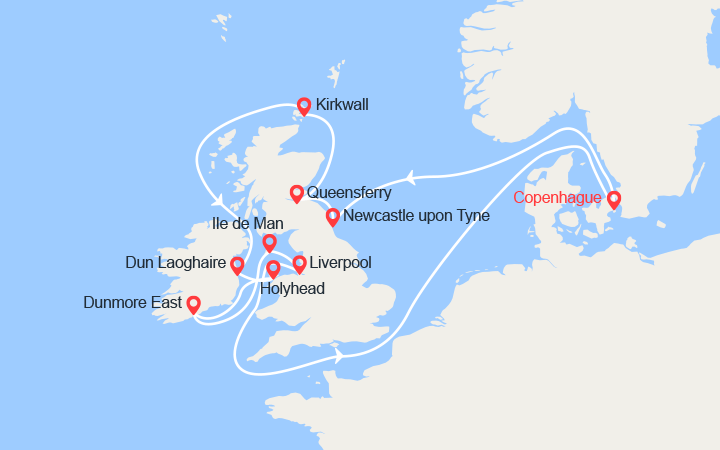 itinéraire croisière Iles Britanniques - Iles Britanniques : Angleterre, Ecosse & Irlande,  