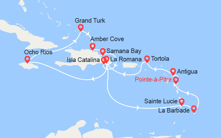 itinéraire croisière Caraïbes et Antilles : Antilles, Iles Vierges, Rép. Dominicaine 