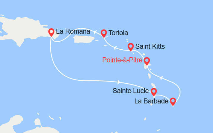 itinéraire croisière Caraïbes et Antilles : Antilles, Iles Vierges, Rép. Dominicaine 