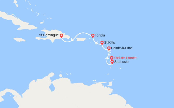 itinéraire croisière Caraïbes et Antilles : Antilles, Iles Vierges, Rép. Dominicaine 