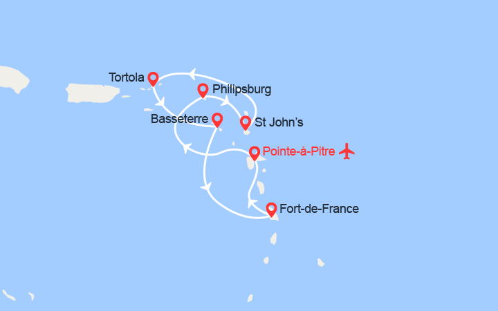 itinéraire croisière Caraïbes et Antilles : Antilles: St Martin, Antigua, St Kitts... | Vols inclus 