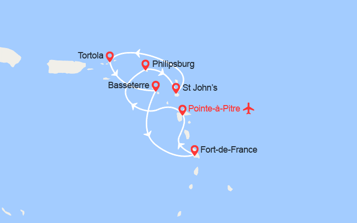 Itinéraire Antilles: St Martin, Antigua, St Kitts... | Vols inclus 