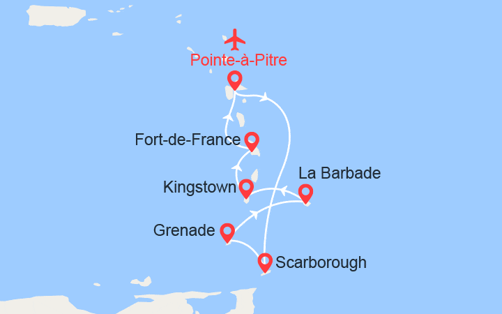 itinéraire croisière Caraïbes et Antilles : Antilles, Trinité et Tobago - Vols inclus au départ de Bâle 