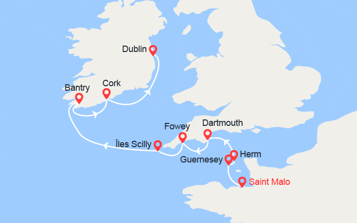 itinéraire croisière Europe du Nord : Archipels britanniques et rivages celtiques 
