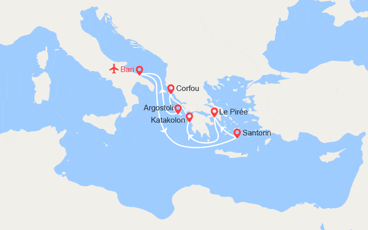 itinéraire croisière Méditerranée Orientale : Athènes, Olympie, Iles grecques II Vols inclus 