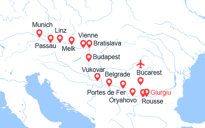 itinéraire croisière Danube : Au Fil du Danube, les Portes de Fer - Budapest - Vienne  