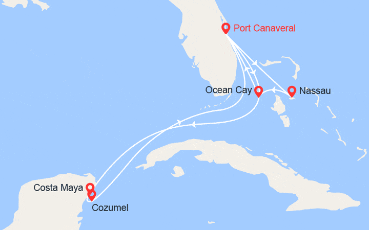 itinéraire croisière Caraïbes et Antilles : Bahamas & Mexique 