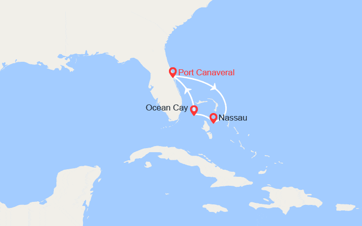 itinéraire croisière Caraïbes et Antilles : Bahamas : Nassau & MSC Ocean Cay