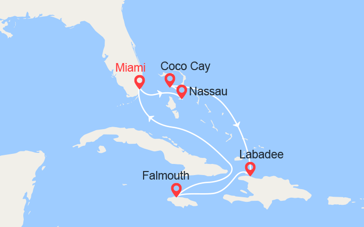 itinéraire croisière Caraïbes et Antilles : Bahamas, Haïti, Jamaïque 