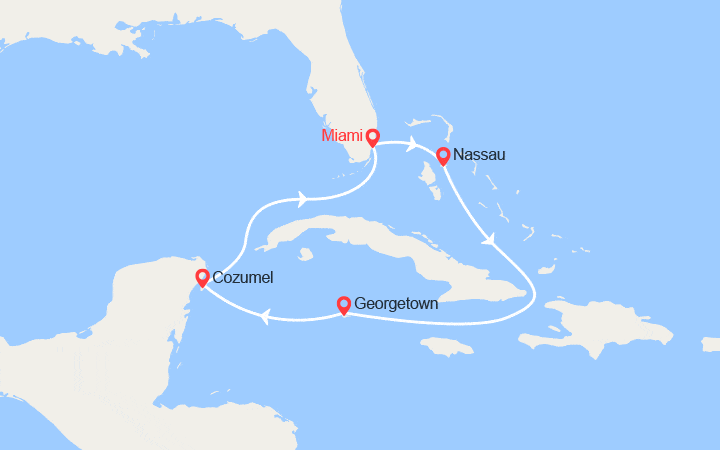 Itinéraire Bahamas, Iles Caïman, Mexique 