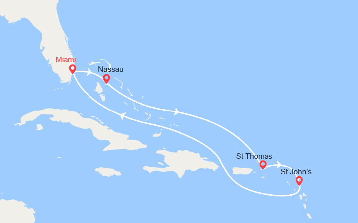 Itinéraire Bahamas, Iles Vierges, Antigua 