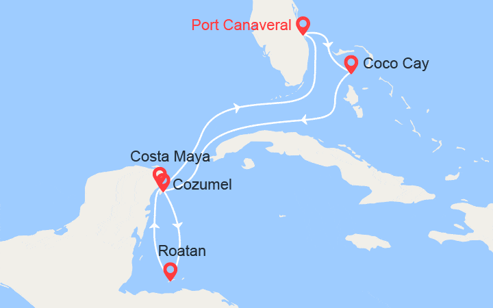 itinéraire croisière Caraïbes et Antilles : Bahamas, Mexique, Honduras 