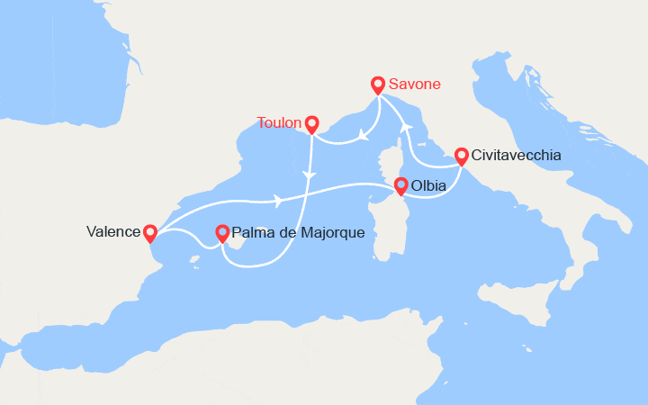Itinéraire Baléares, Espagne, Italie 