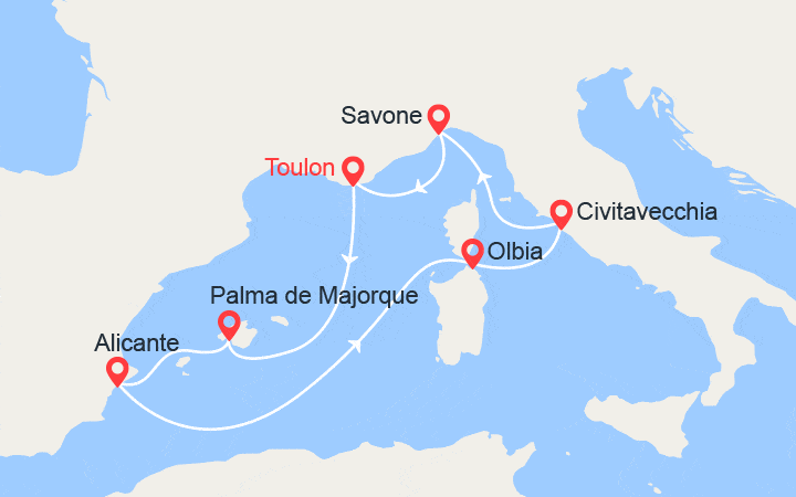 Itinéraire Baléares, Espagne, Italie 