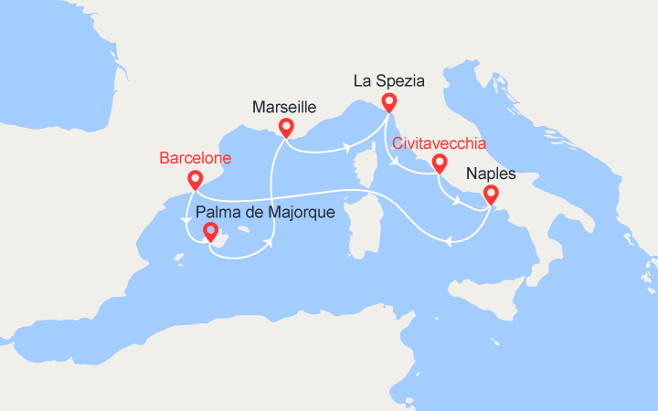 itinéraire croisière Iles Baléares : Baléares, Provence, Italie 