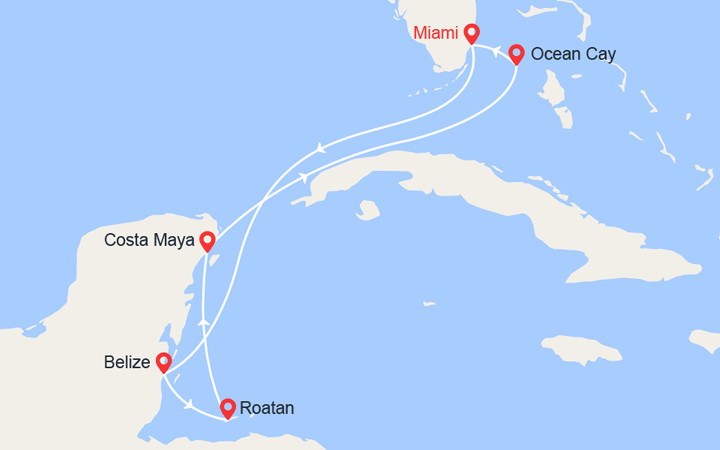 itinéraire croisière Caraïbes et Antilles : Belize, Ile de Roatan, Mexique 