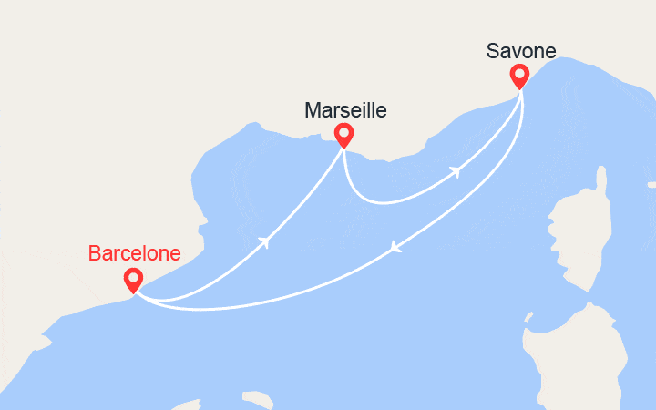 itinéraire croisière Méditerranée : Bleu Lavande : Italie et Espagne 