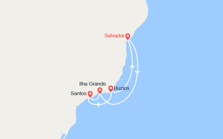 Itinéraire Brésil : Ilha Grande, Santos, Buzios, Salvador 