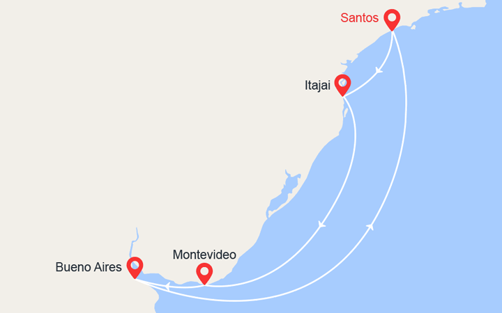 itinéraire croisière Amérique du Sud : Brésil, Uruguay, Argentine 