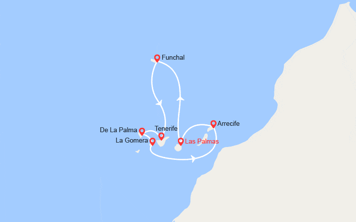 itinéraire croisière Méditerranée Occidentale : Canaries, Madère, Espagne