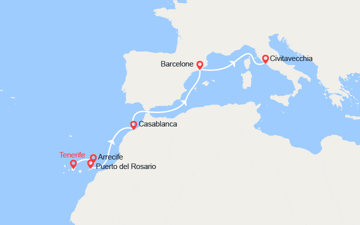 Itinéraire Canaries, Maroc, Espagne, Italie... 
