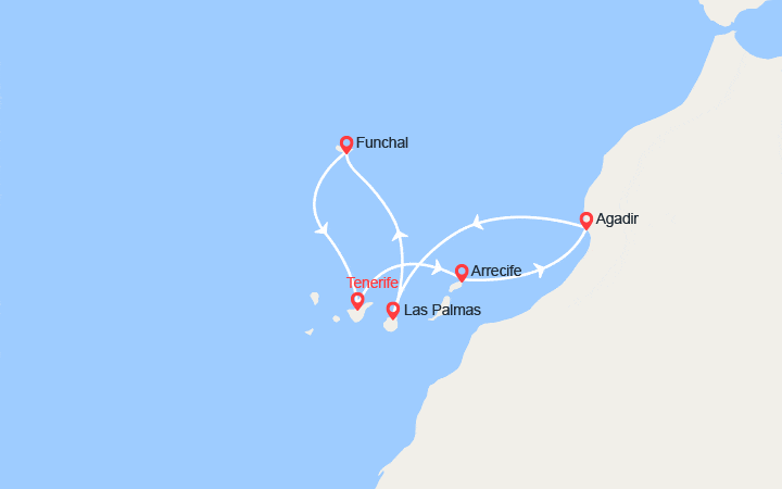 itinéraire croisière Méditerranée Orientale : Canaries, Maroc, Madère