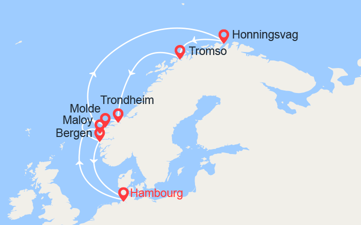 itinéraire croisière Fjords - Fjords : Cap Nord et Norvège 