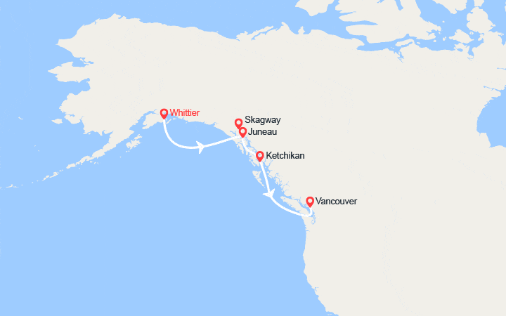itinéraire croisière Amérique du Nord : Cap vers Vancouver au départ de l'Alaska