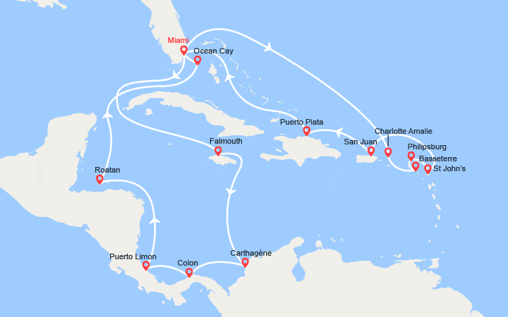 Itinéraire Caraïbes : Colombie, St Thomas, Porto Rico, Rép. Dominicaine... 