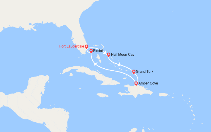 itinéraire croisière Caraïbes et Antilles : Caraïbes Est : Bahamas, Grand Turk, Rép Dominicaine