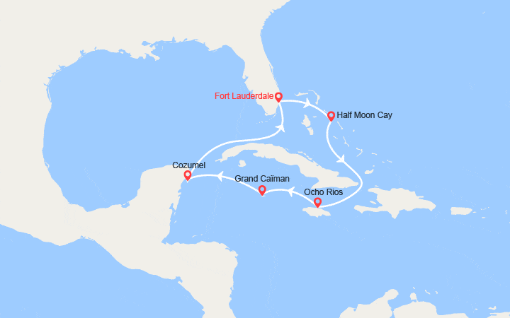Itinéraire Caraïbes Ouest : Mexique, Caïmans, Jamaïque, Half Moon Cay 