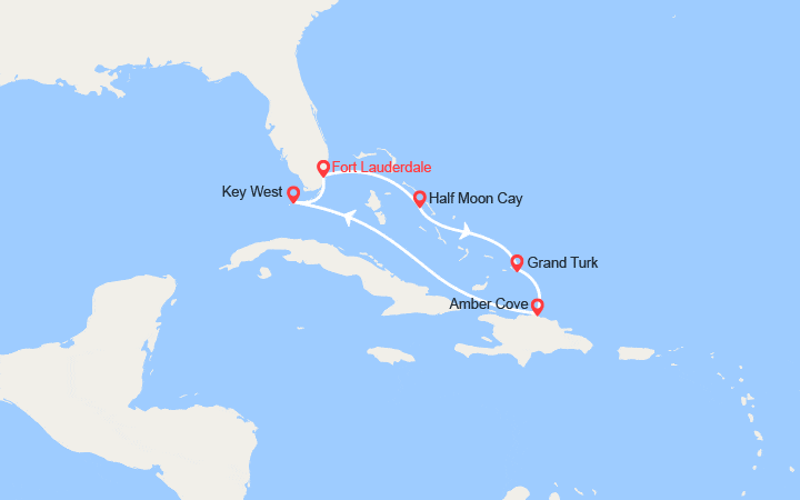 itinéraire croisière Caraïbes et Antilles : Caraïbes Tropicales : Bahamas, Grand Turk, Rép. Dominicaine