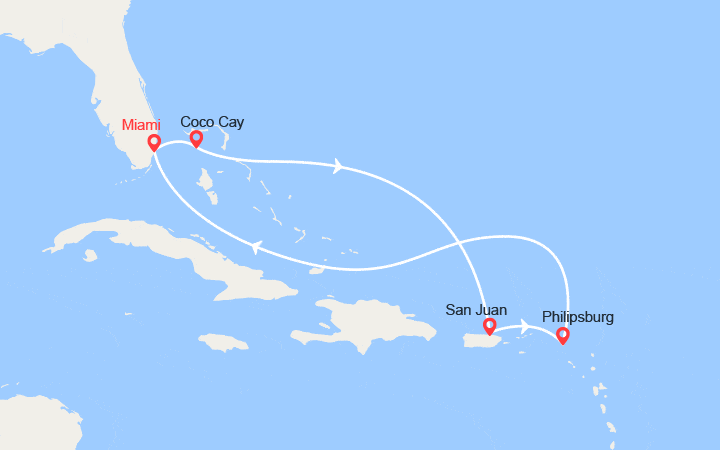 Itinéraire CocoCay, San Juan, Philipsburg 