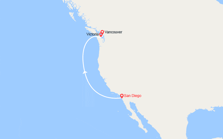 itinéraire croisière Amérique du Nord : Côte Pacifique: de San Diego à Vancouver 