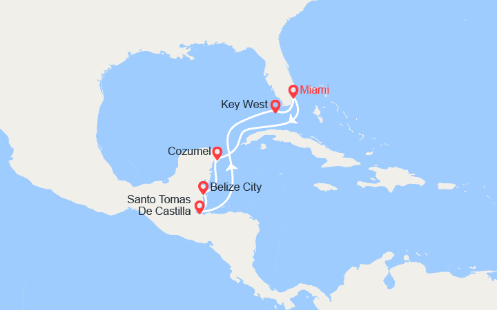 itinéraire croisière Caraïbes et Antilles : Cozumel, Belize, St Thomas, États-Unis