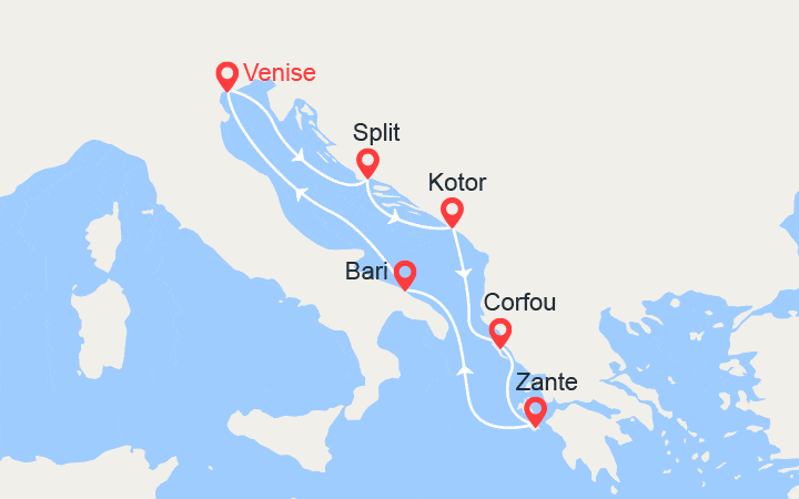 Itinéraire Croatie, Monténégro, Iles grecques, Italie (2) 