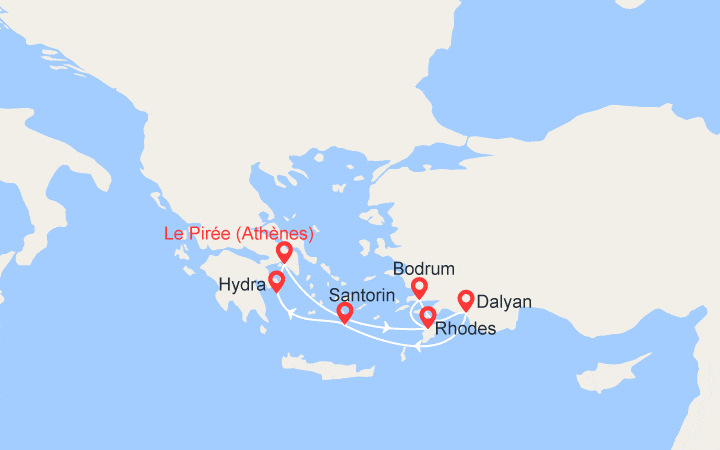 Itinéraire Cyclades du Sud :  Iles grecques et Turquie 