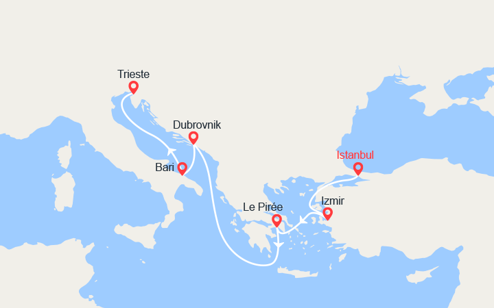 itinéraire croisière Méditerranée Orientale : D'Istanbul à Trieste