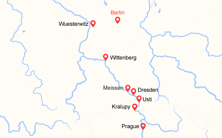 itinéraire croisière Elbe Weser Isar Oder : De Berlin à Prague : Croisière sur l'Elbe et la Moldau (BPG_PP)  