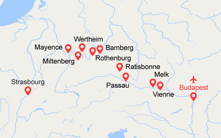 itinéraire croisière Danube : De Budapest à Strasbourg, une croisière transeuropéenne (BUS) 