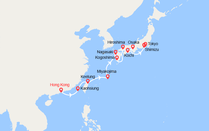 itinéraire croisière Asie : De Hong Kong à Tokyo 