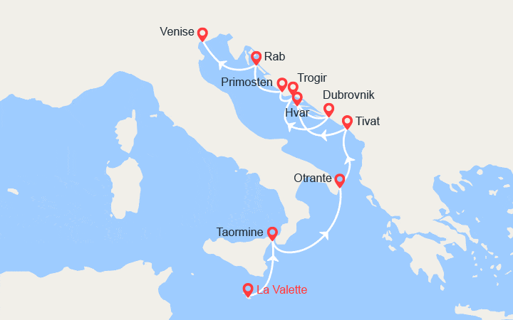 Itinéraire De Malte aux rives de l’Adriatique 