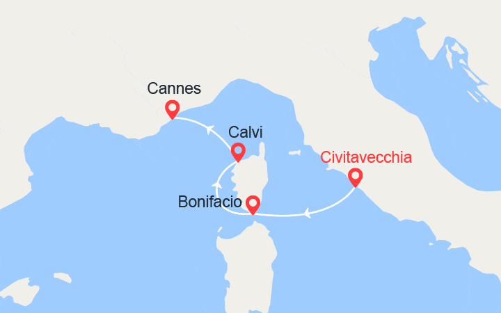 itinéraire croisière Méditerranée : De Rome à Cannes 