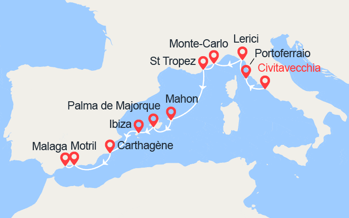 Itinéraire De Rome à Malaga 