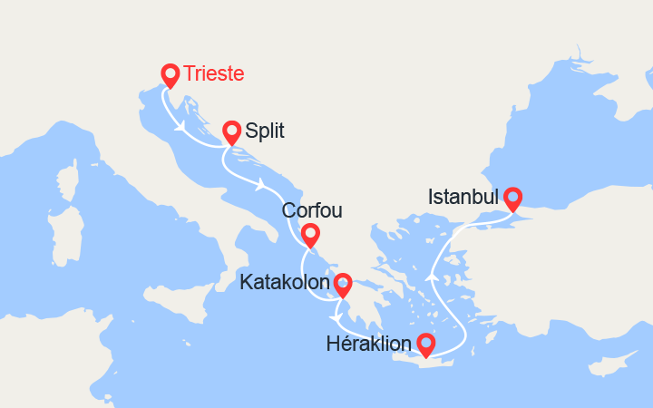 itinéraire croisière Iles grecques - Iles grecques : De Trieste à Istanbul : Croatie, Grèce, Iles grecques 