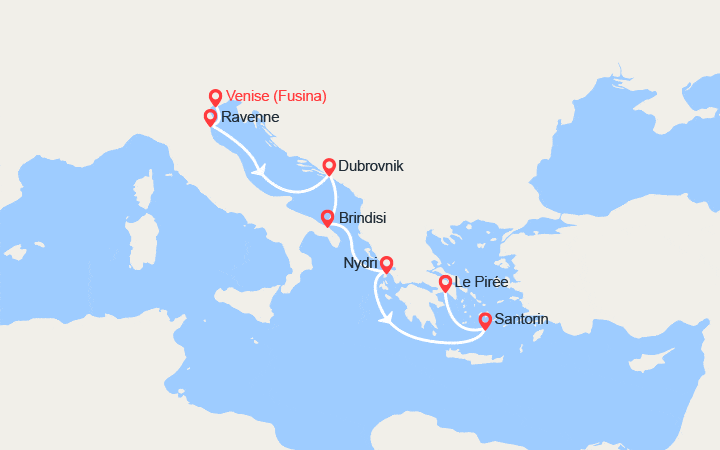 Itinéraire De Venise à Athènes : Dubrovnik, Brindisi et îles grecques 